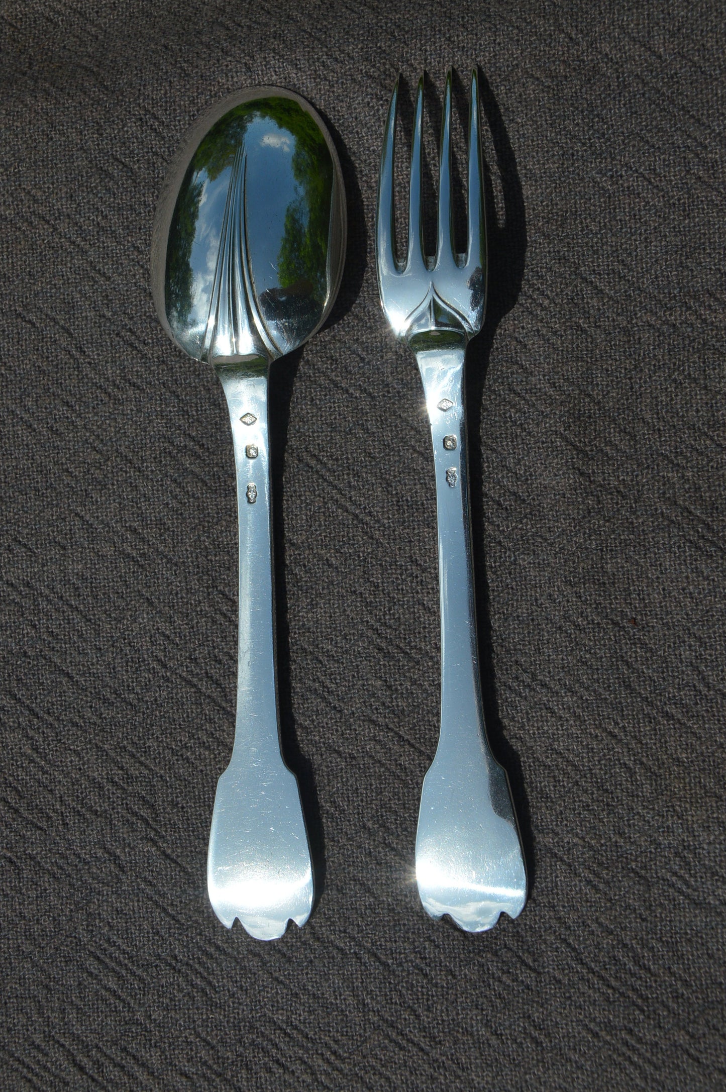 Christofle French Antique Solid Silver Flatware One Fork One Spoon Small 1 Fourchette 1 Cuillère Early Manufacture ?Modified Fully Marked