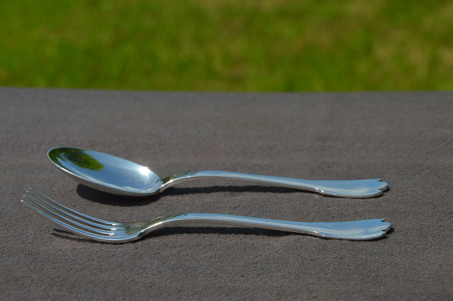 Christofle French Antique Solid Silver Flatware One Fork One Spoon Small 1 Fourchette 1 Cuillère Early Manufacture ?Modified Fully Marked