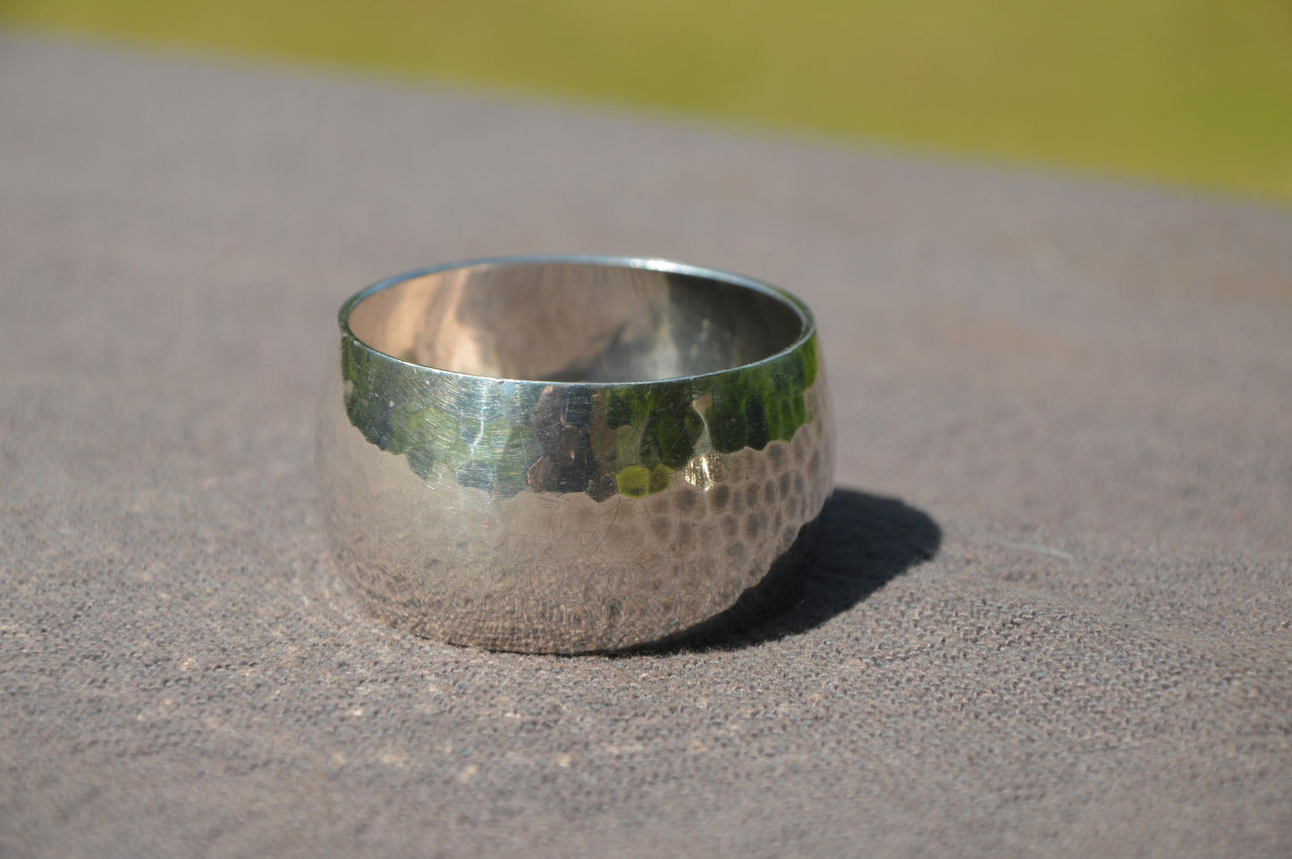 Beaker and Napkin Ring Ravinet D Enfert Silver Plated 'Metaille Blanc' Fully Marked Planished Design Engraved ANTONIN