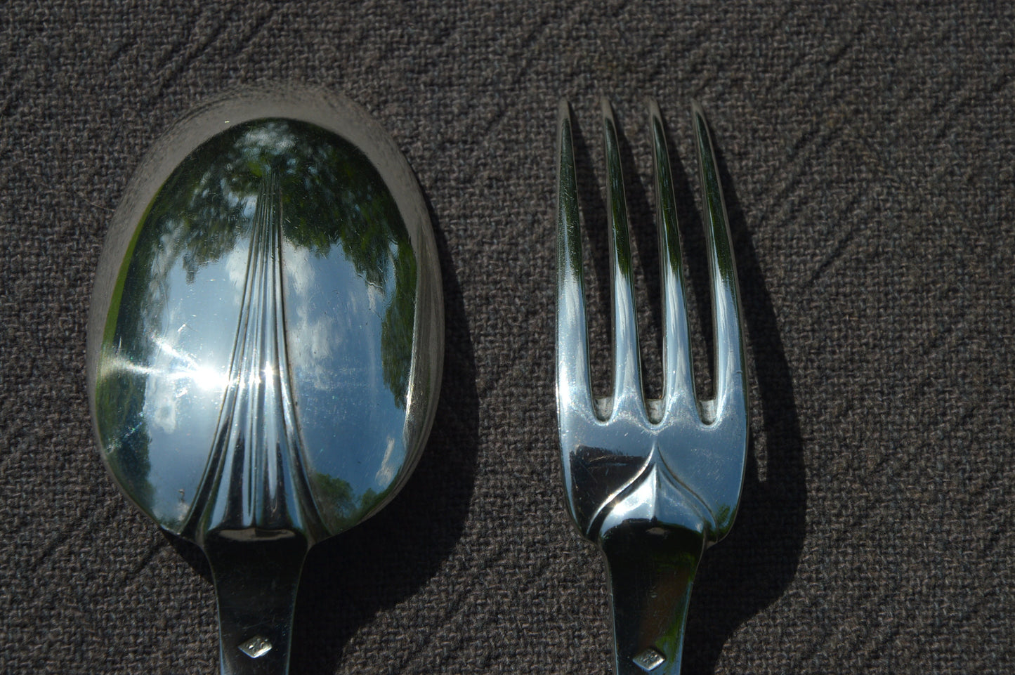 Christofle French Antique Solid Silver Flatware One Fork One Spoon Small 1 Fourchette 1 Cuillère Early Manufacture ?Modified Fully Marked