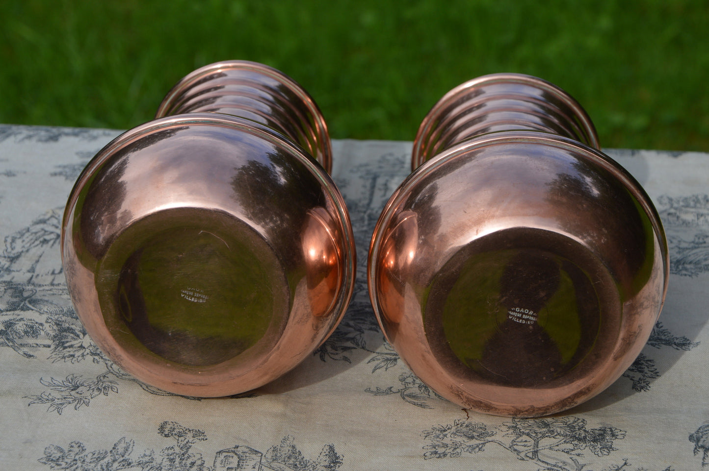 Pair Copper Vases Copper Decor Utensil Holders Flower Vase GAOR Villedieu France Copper Pot Lourdes Badges Home Decor French Copper Design