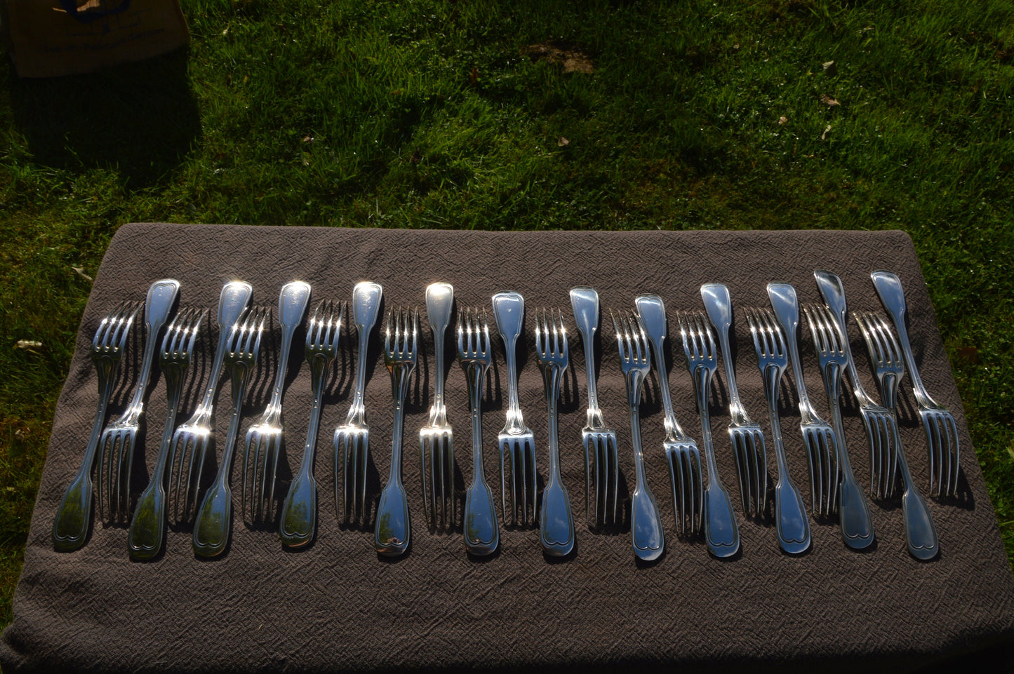 Job Lot of 24 Forks Marked Either Metal Alliance or 50 Filet Pattern Art Deco Silver Plate Cutlery Set Paris Flatware Restaurant Forks