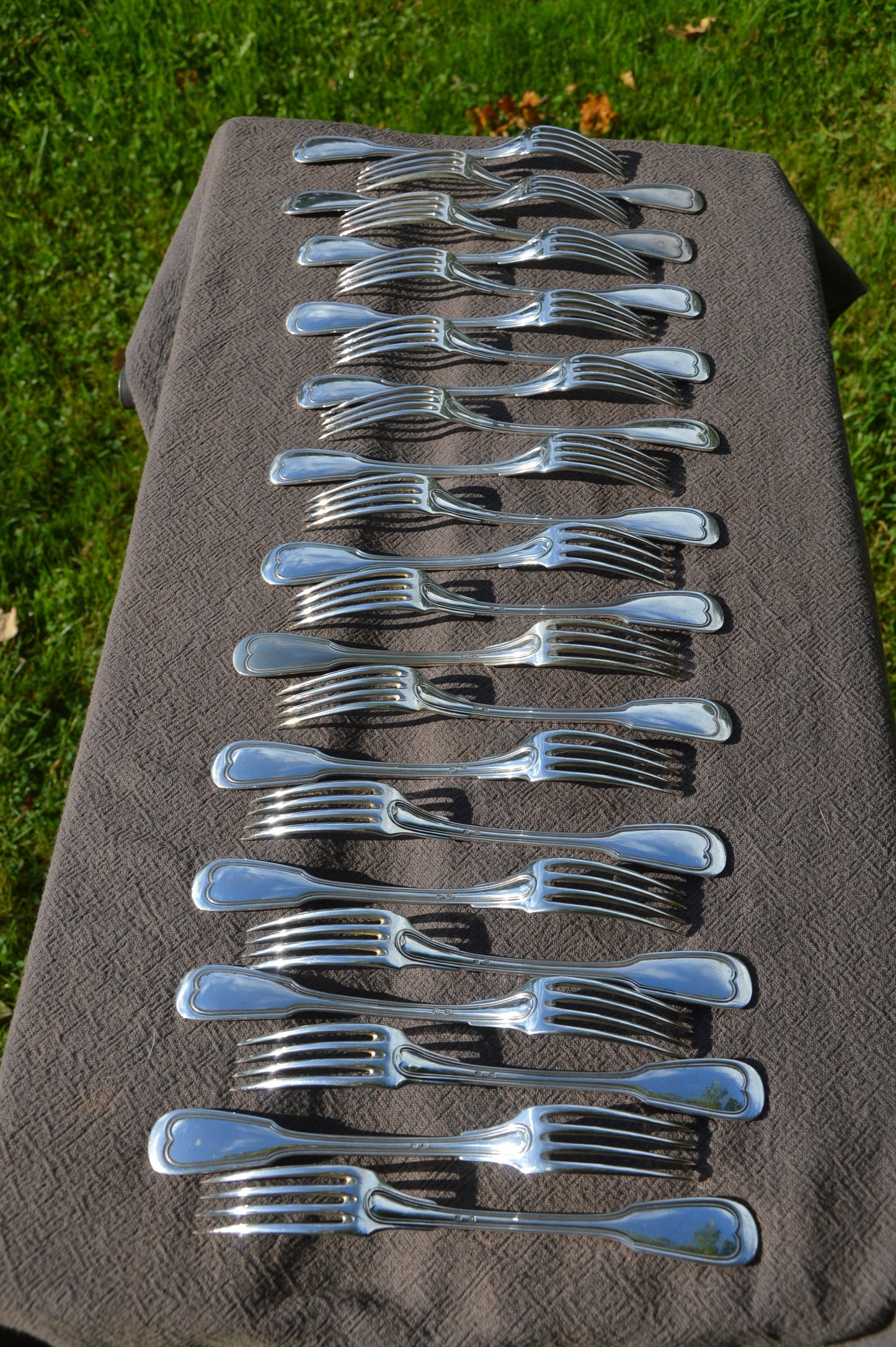 Job Lot of 24 Forks Marked Either Metal Alliance or 50 Filet Pattern Art Deco Silver Plate Cutlery Set Paris Flatware Restaurant Forks