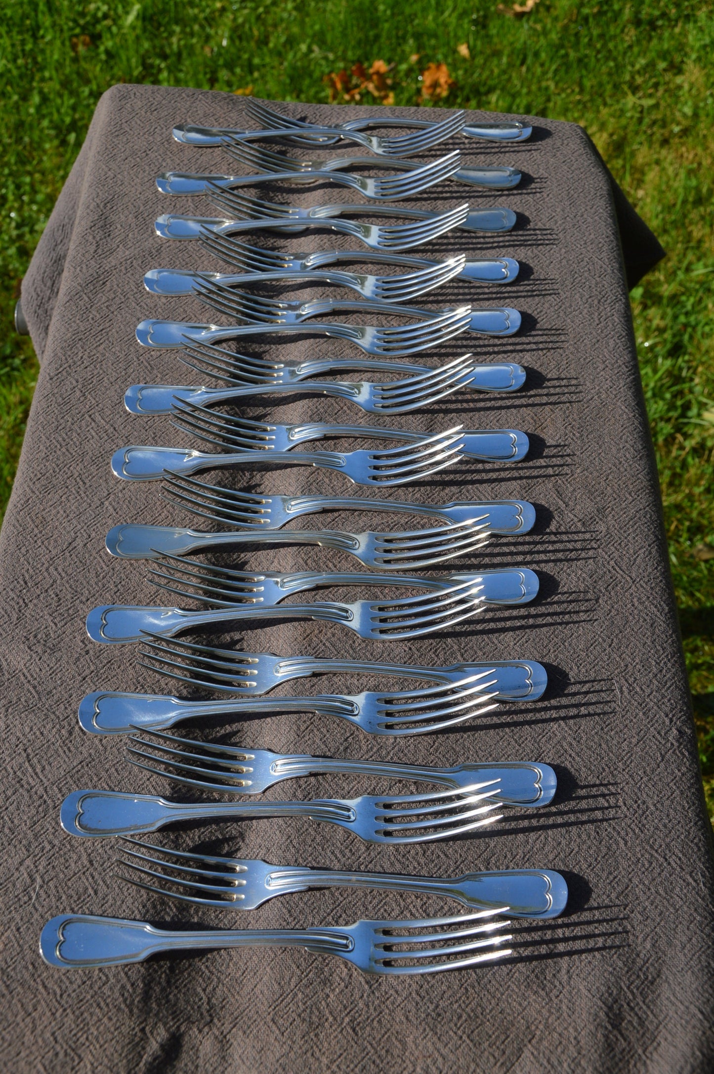 Job Lot of 24 Forks Marked Either Metal Alliance or 50 Filet Pattern Art Deco Silver Plate Cutlery Set Paris Flatware Restaurant Forks