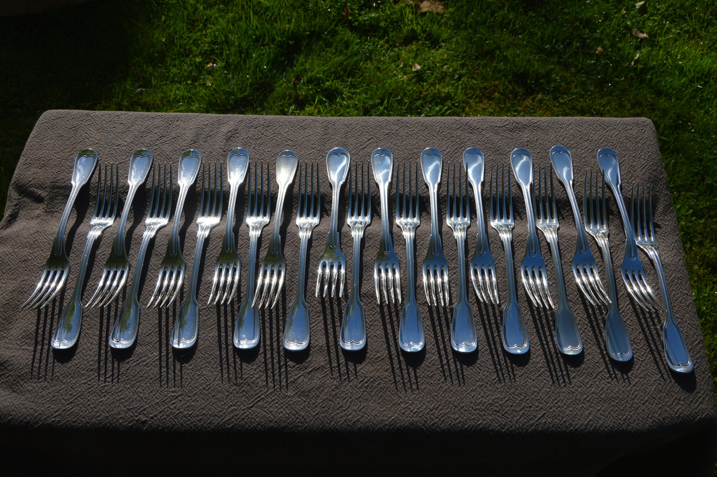 Job Lot of 24 Forks Marked Either Metal Alliance or 50 Filet Pattern Art Deco Silver Plate Cutlery Set Paris Flatware Restaurant Forks