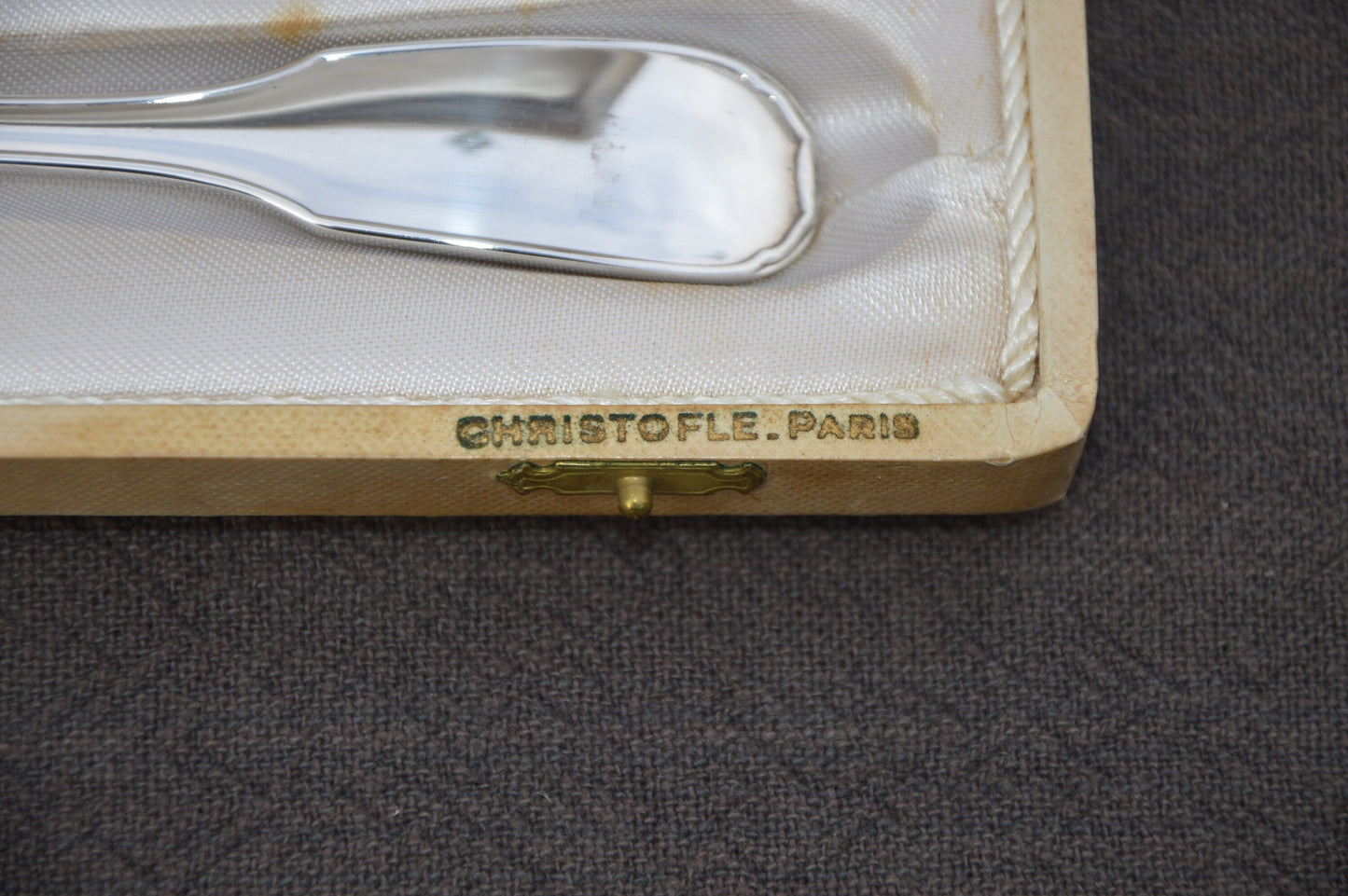Christofle Dining Set Individual Box 3 Pieces Versailles Pattern Fork Spoon Teaspoon Fully Marked Christofle 1935-1983 Silver Plate