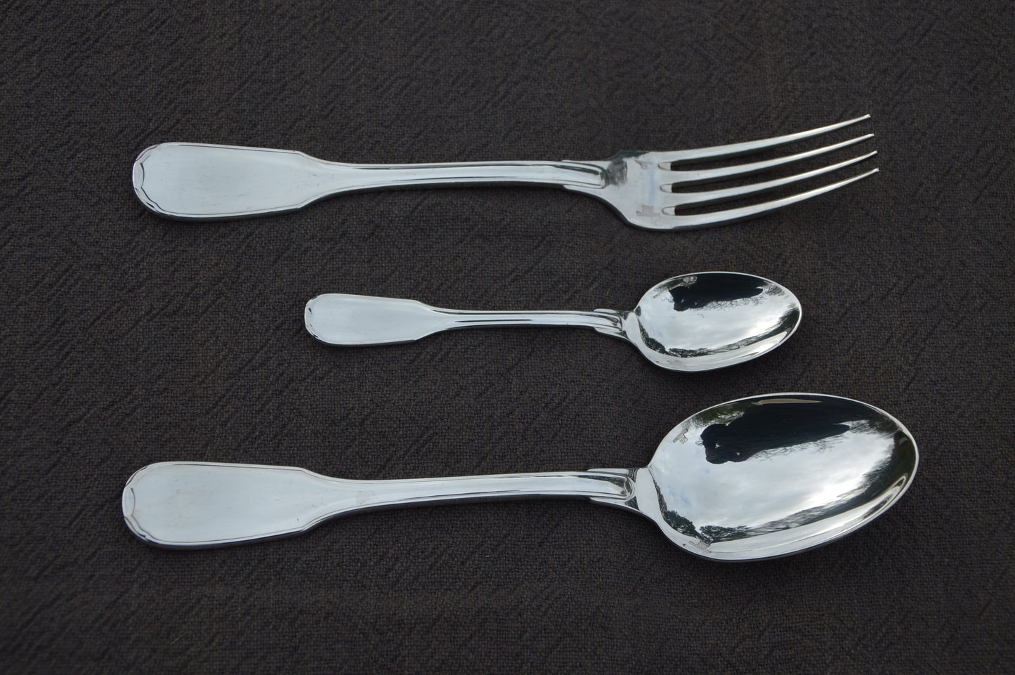 Christofle Dining Set Individual Box 3 Pieces Versailles Pattern Fork Spoon Teaspoon Fully Marked Christofle 1935-1983 Silver Plate