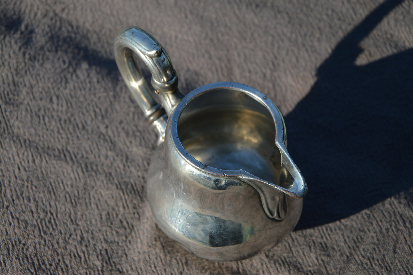 Early Christofle Pitcher Milk Jug French Antique Silver Plate Metaille Blanc Makers Mark 1862-1935 Well Used Pitcher Slight Wobbly Handle