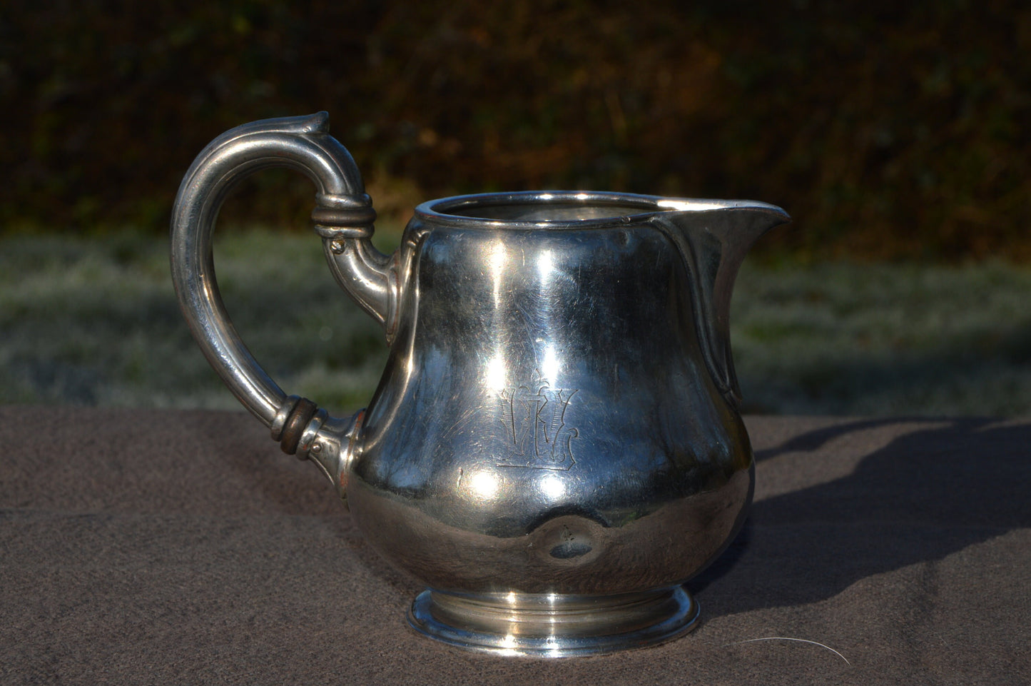 Early Christofle Pitcher Milk Jug French Antique Silver Plate Metaille Blanc Makers Mark 1862-1935 Well Used Pitcher Slight Wobbly Handle