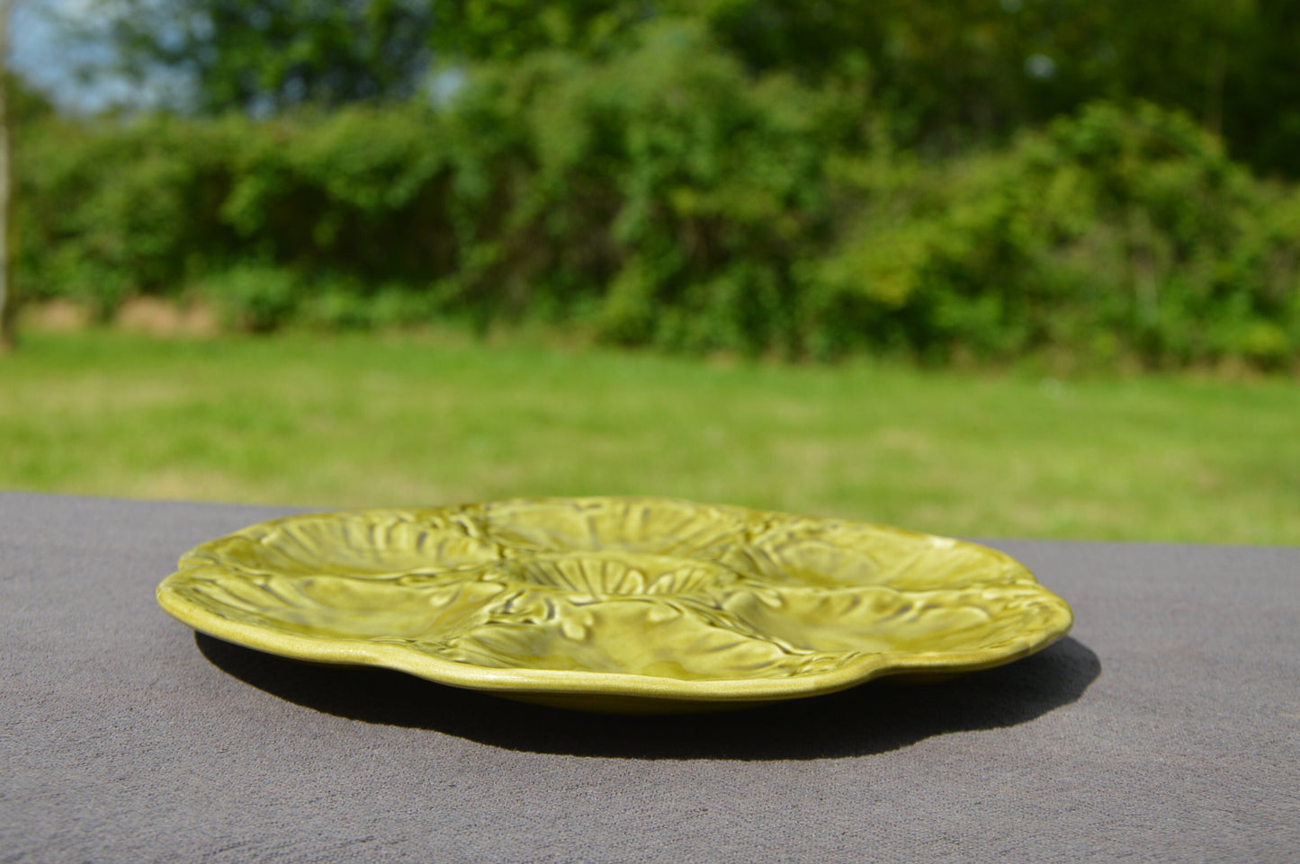 Assiette à huîtres Gien Huitre Assiette de poisson moule Gien Vert Olive vintage Français Super Condition Assiette de fruits de mer Assiette de coquillages Assiette d’huîtres