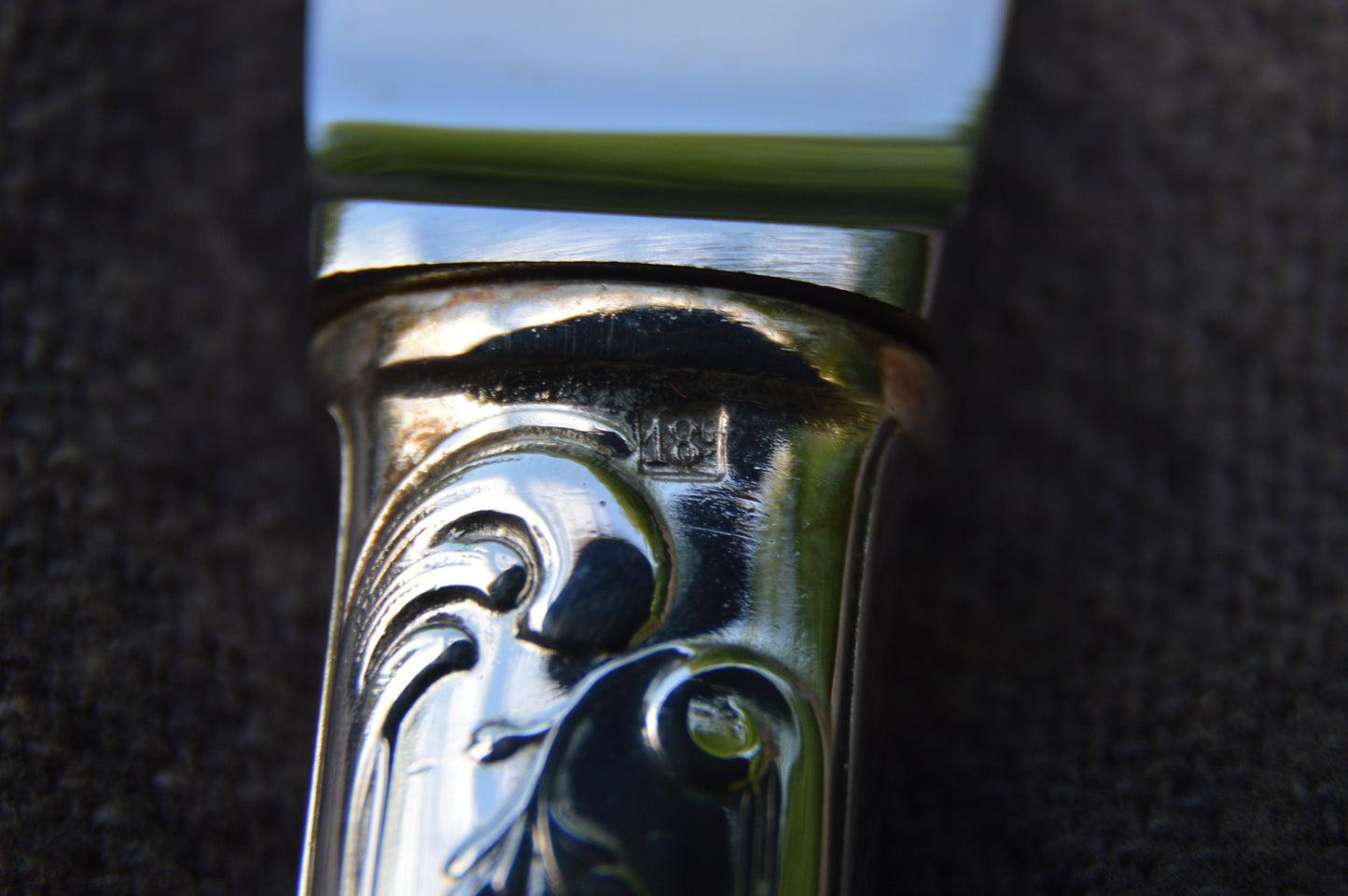 Brille Henri Emile 12 Knives Boxed French Silver Plated Marked Vintage Cutlery Flatware 1930 Rocaille Marley