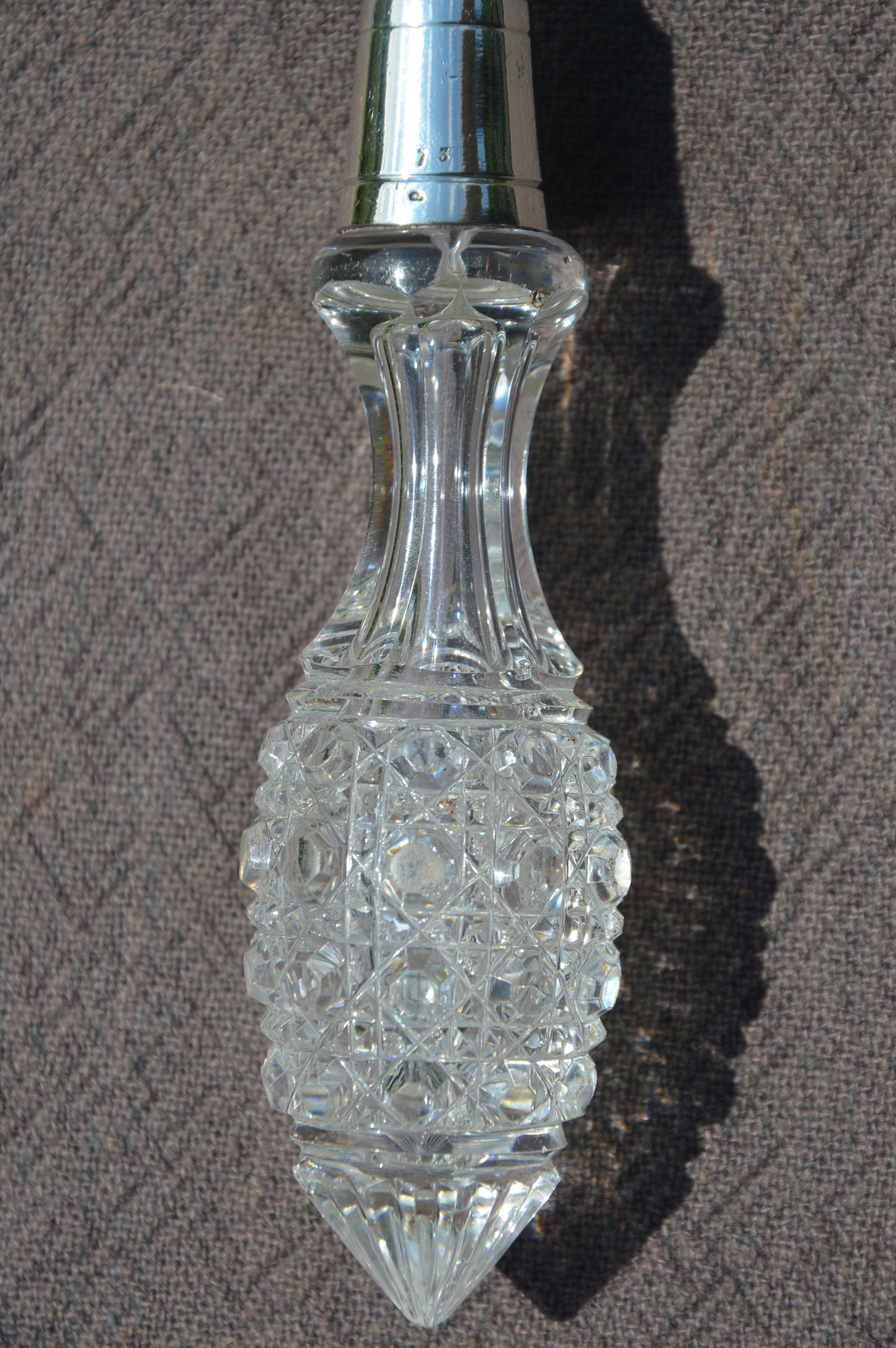 Augustin Lahure French Antique Solid Silver Fourchette De Service Serving Fork Makers Mark Good Condition Quality Boheme Crystal Handle