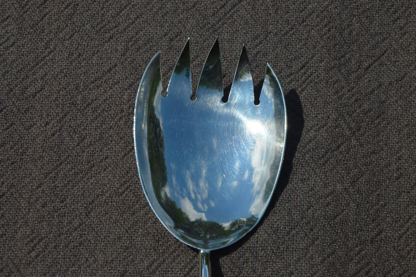 Augustin Lahure French Antique Solid Silver Fourchette De Service Serving Fork Makers Mark Good Condition Quality Boheme Crystal Handle