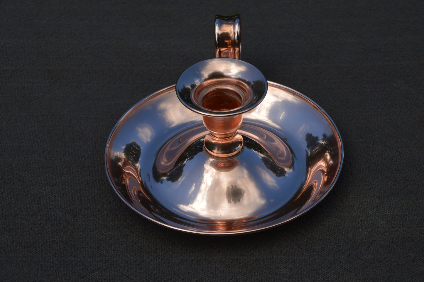 Lecellier Copper Chamber Stick Vintage French Copper Artisan Candle Stick Holder French Boudoir Candle Stick Hand Made Sheet Copper