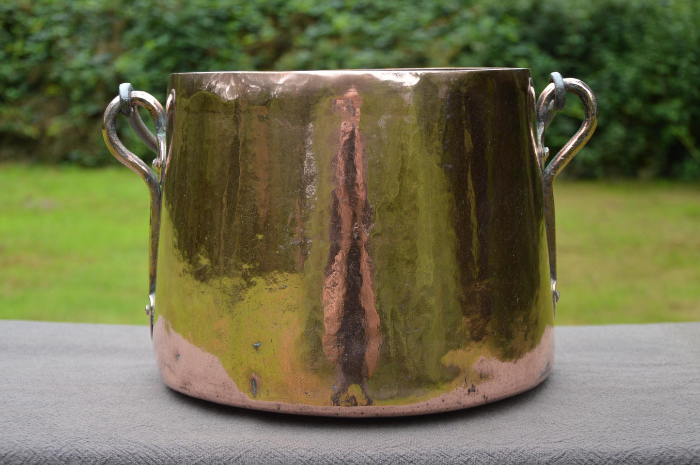 Poulin a Rennes Antique French Solid Copper Water Bucket Copper Bucket Forged Iron Handle Totally Hand Made Fabulous Art Nouveau Water Tight
