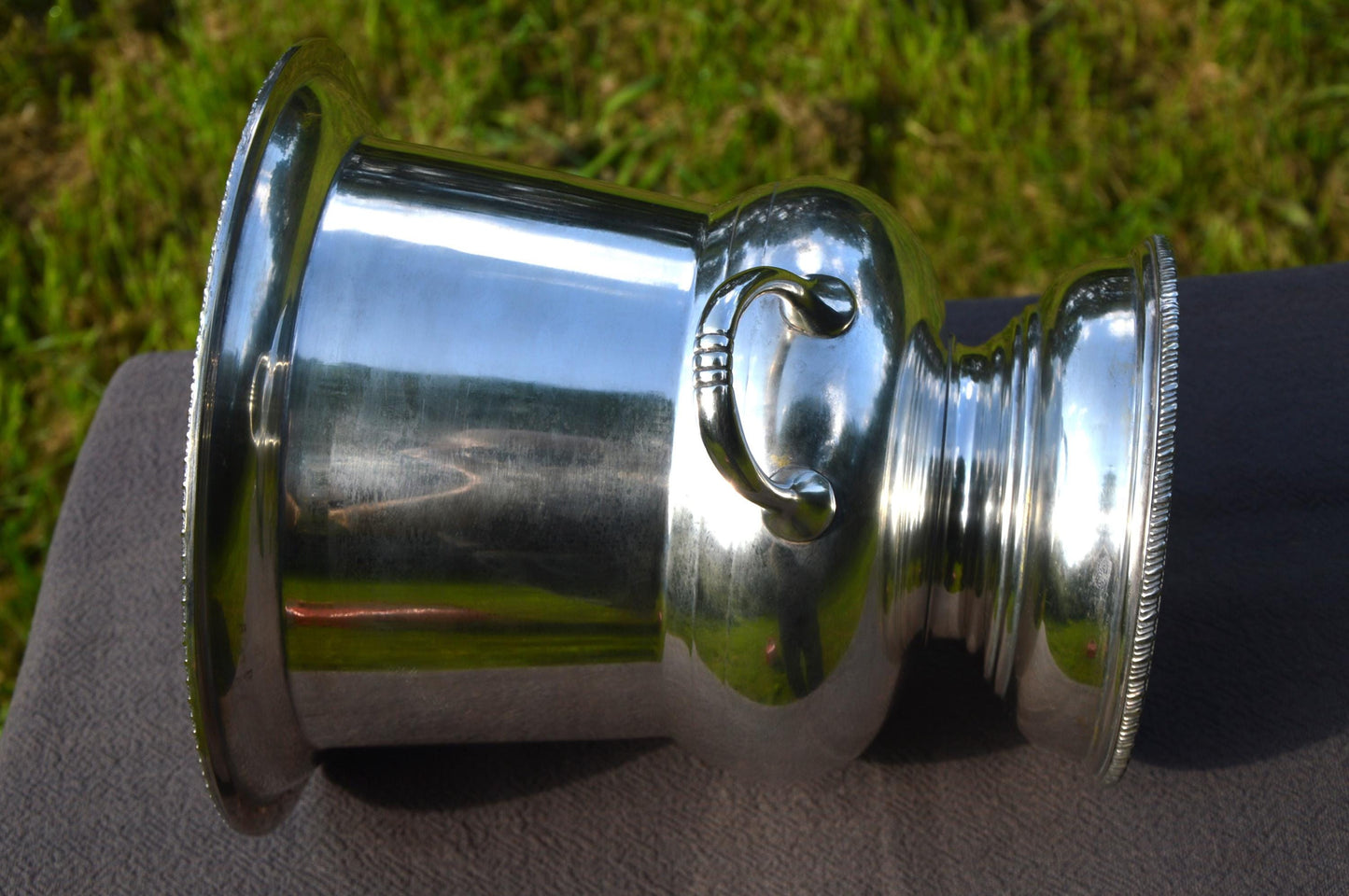 Wine Cooler Champagne Bucket Seau de Champagne Marked PA Silver Plated Metaille Blanc Grape and Vine Design Two Swing Handles Good Condition