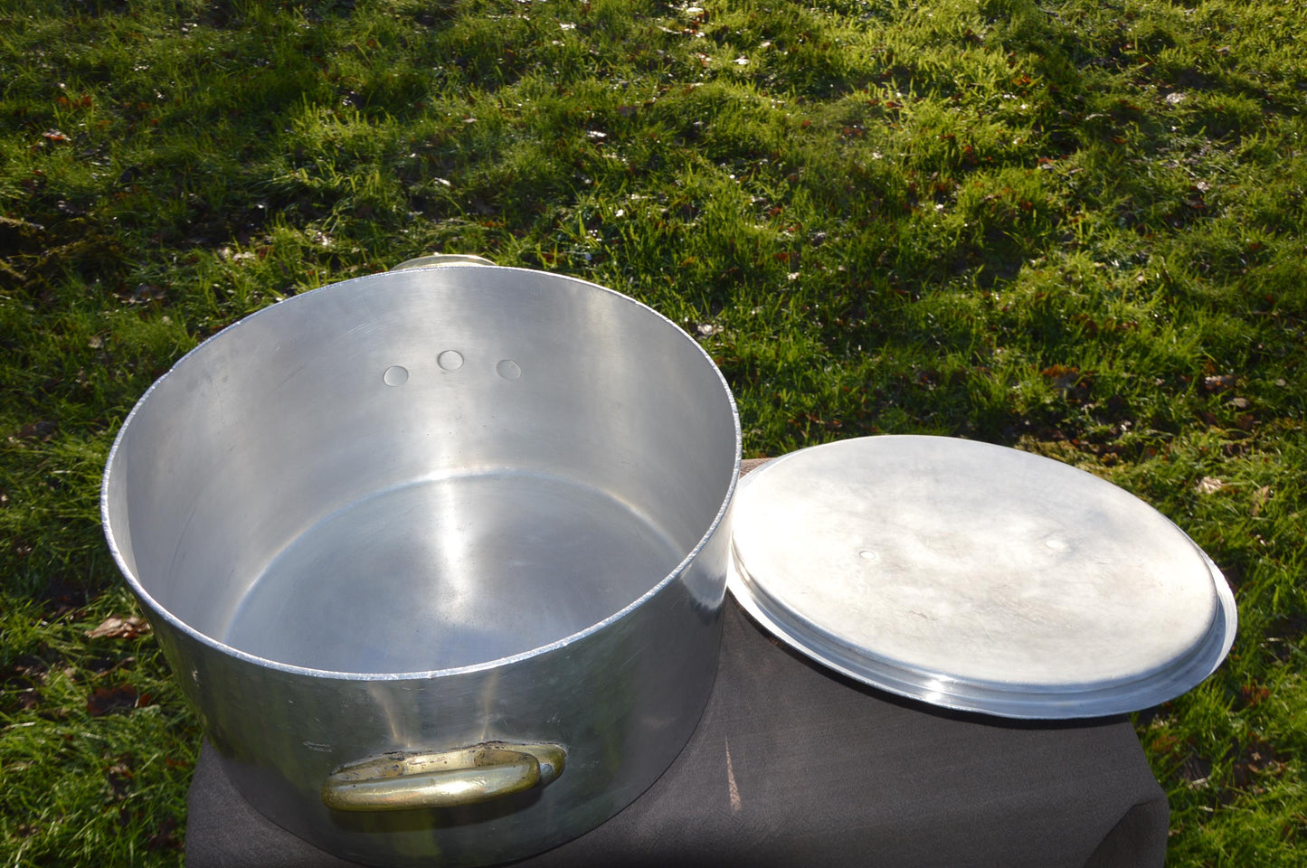 Gaillard Pan BIG Professional Bassine a Ragout Stockpot Rondeau Aluminum Vintage Massive Pot 4mm 1950s Huge Made in France 40cm 15 3/4"