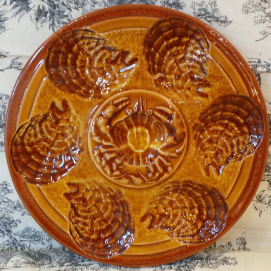 Oyster Plate Ateliers De Revernay French Oyster Huitre Mussel Fish Plate Beautiful Vintage French Fish Plate - Super Condition