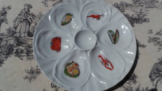 Oyster Plate Limoges Huitre Mussel Fish Plate Sea Creatures Vintage French Seafood Plate Shellfish Plate Oyster Plate 5462