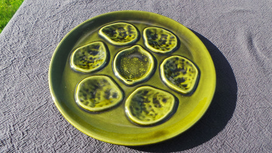 Oyster Plate Green Huitre Mussel Fish Plate Vintage French Super Condition Seafood Plate Shellfish Plate Oyster Plate Nidervillers Style