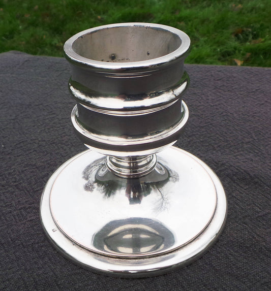 French Candle Stick Marked AVM Superb Vintage French Silver Plate Modern Candle Stick Heavy Sconce Cast Metal Good Quality Chateau Chic