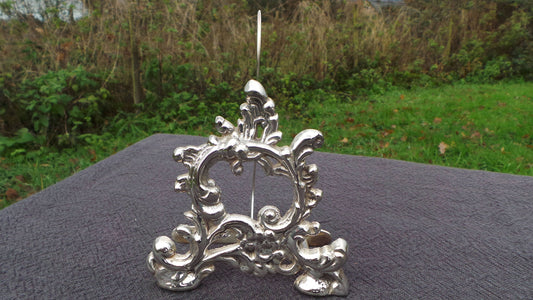 Antique Français Porte-lettres plaqué argent Porte-serviettes Art Nouveau Solide Fabriqué à la main Fini Lourd Petit Idéal Bureau Couloir Article en fonte de qualité