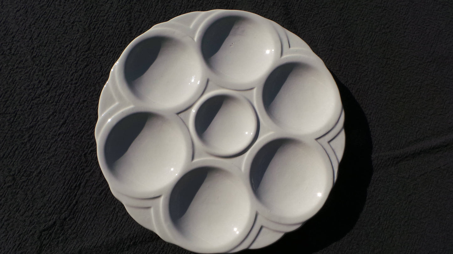 Oyster Plate Sarreguemines Scollop Huitre Mussel Fish Plate Vintage French Art Deco Seafood Plate Shellfish Plate Oyster Plate 1920-1950