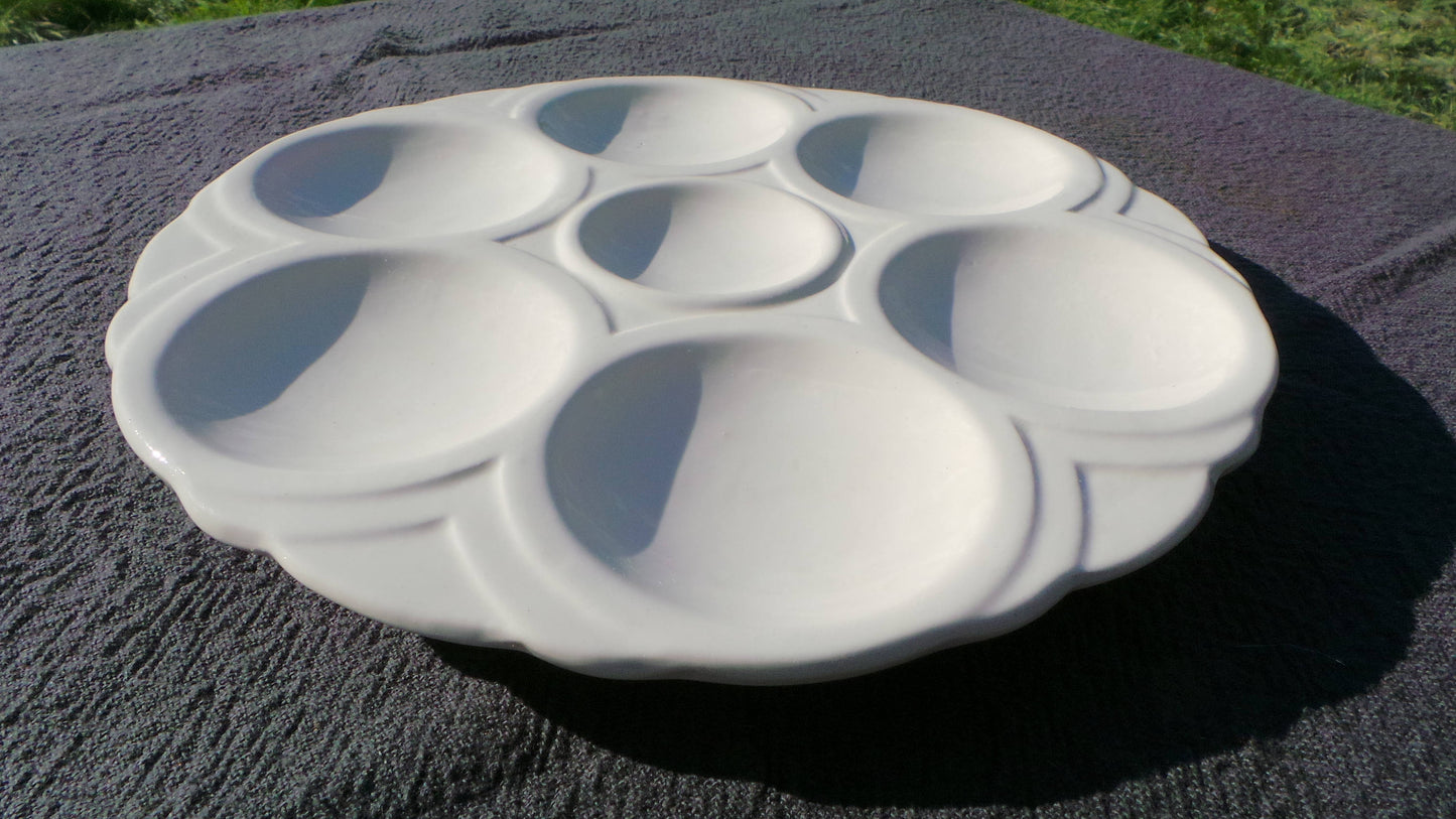 Oyster Plate Sarreguemines Scollop Huitre Mussel Fish Plate Vintage French Art Deco Seafood Plate Shellfish Plate Oyster Plate 1920-1950