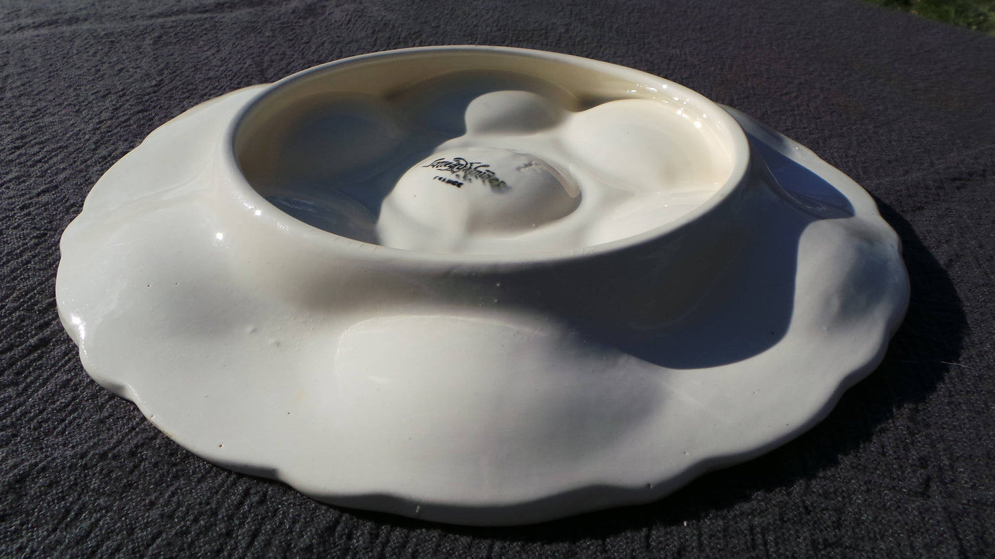 Oyster Plate Sarreguemines Scollop Huitre Mussel Fish Plate Vintage French Art Deco Seafood Plate Shellfish Plate Oyster Plate 1920-1950