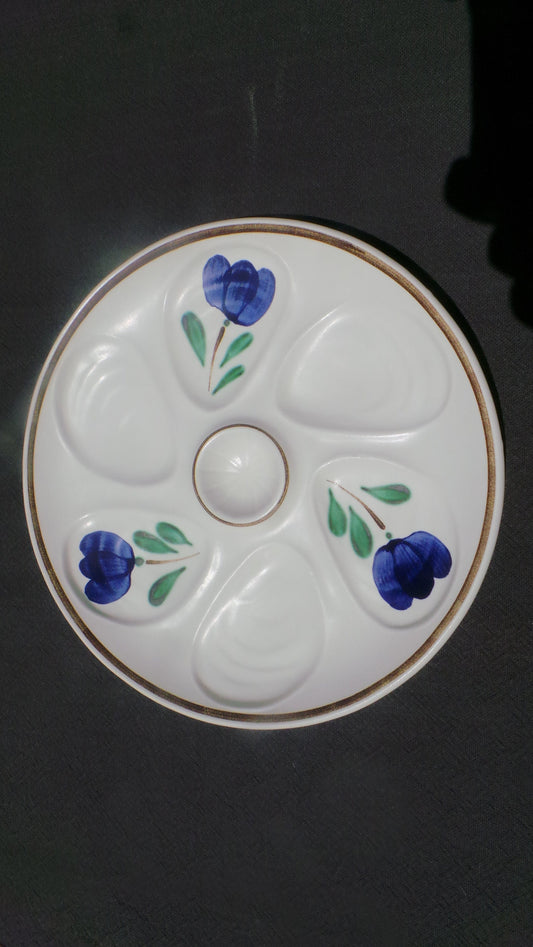Oyster Plate SALINS Huitre Mussel Fish Plate Salins Flower Vintage French Super Condition Seafood Plate Shellfish Plate Oyster Plate