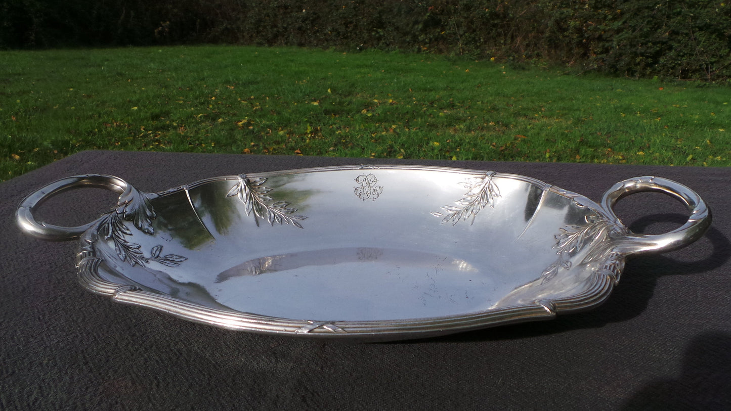 Gallia Vintage French Silver Plate Dish Fruit Bowl Gallia Orfevrerie 1908-1929 Alfenide Beautiful Design French Bowl Dish Silver Plated Bowl