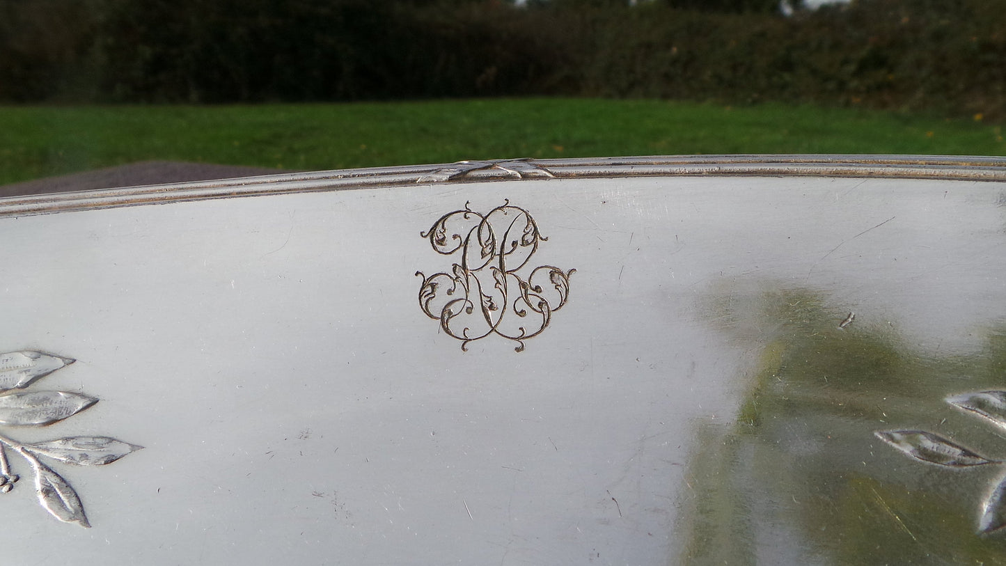 Gallia Vintage French Silver Plate Dish Fruit Bowl Gallia Orfevrerie 1908-1929 Alfenide Beautiful Design French Bowl Dish Silver Plated Bowl