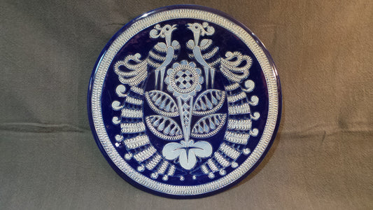Stoneware Platter German Pottery Big Plate Fully Marked Marzi and Remy of Westerwald Made Germany Robust Stoneware Blue Hand Made