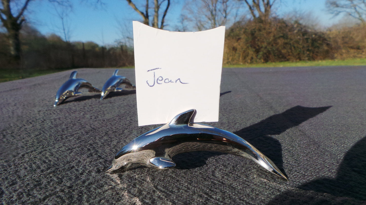 Menu Holders 8 Vintage French Solid Dolphins Menu Beautiful Casting Dolphin Cetacean Place Names Solid Metal Good Quality French Made Rests