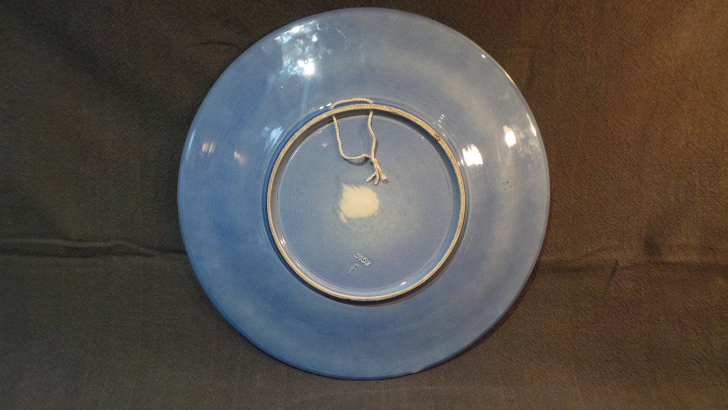 Stoneware Platter German Pottery Big Plate Fully Marked Marzi and Remy of Westerwald Made Germany Robust Stoneware Blue Hand Made