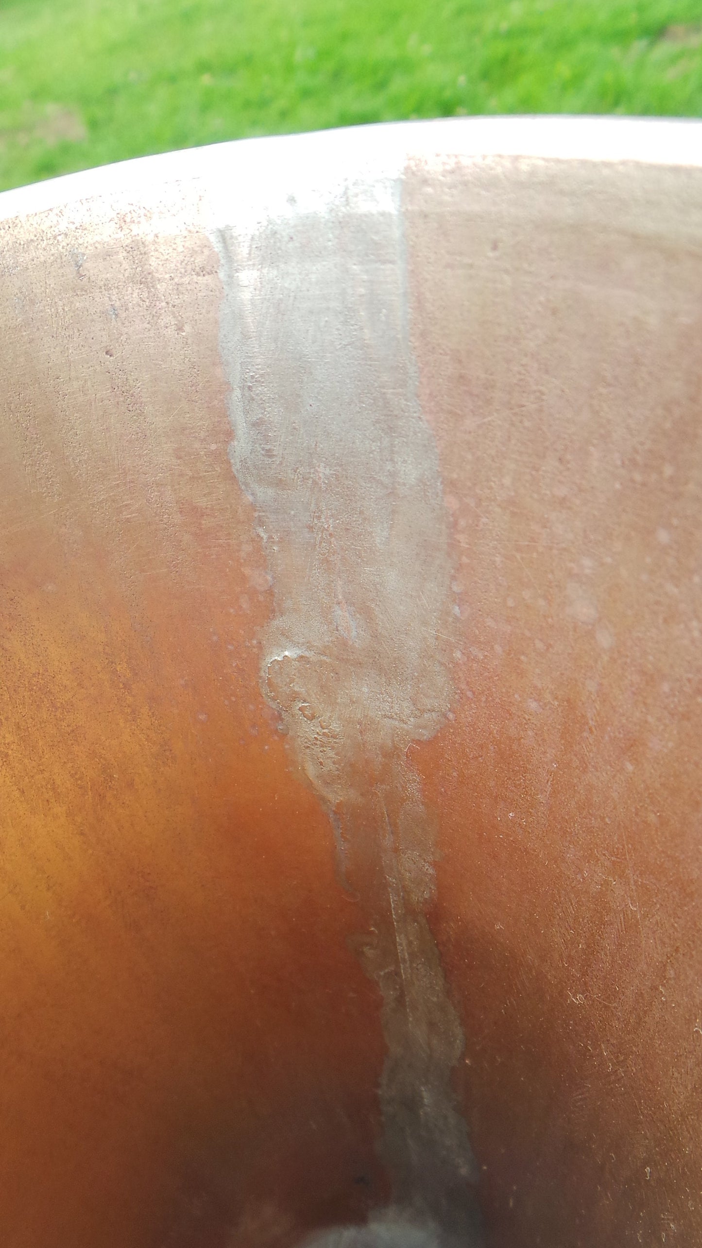 Antique Français Vase en cuivre massif Pot de fleur Pot Urne Seau Poignée en cuivre Totalement fait à la main Joints cousus PAS étanche à l’eau Vase solide lourd