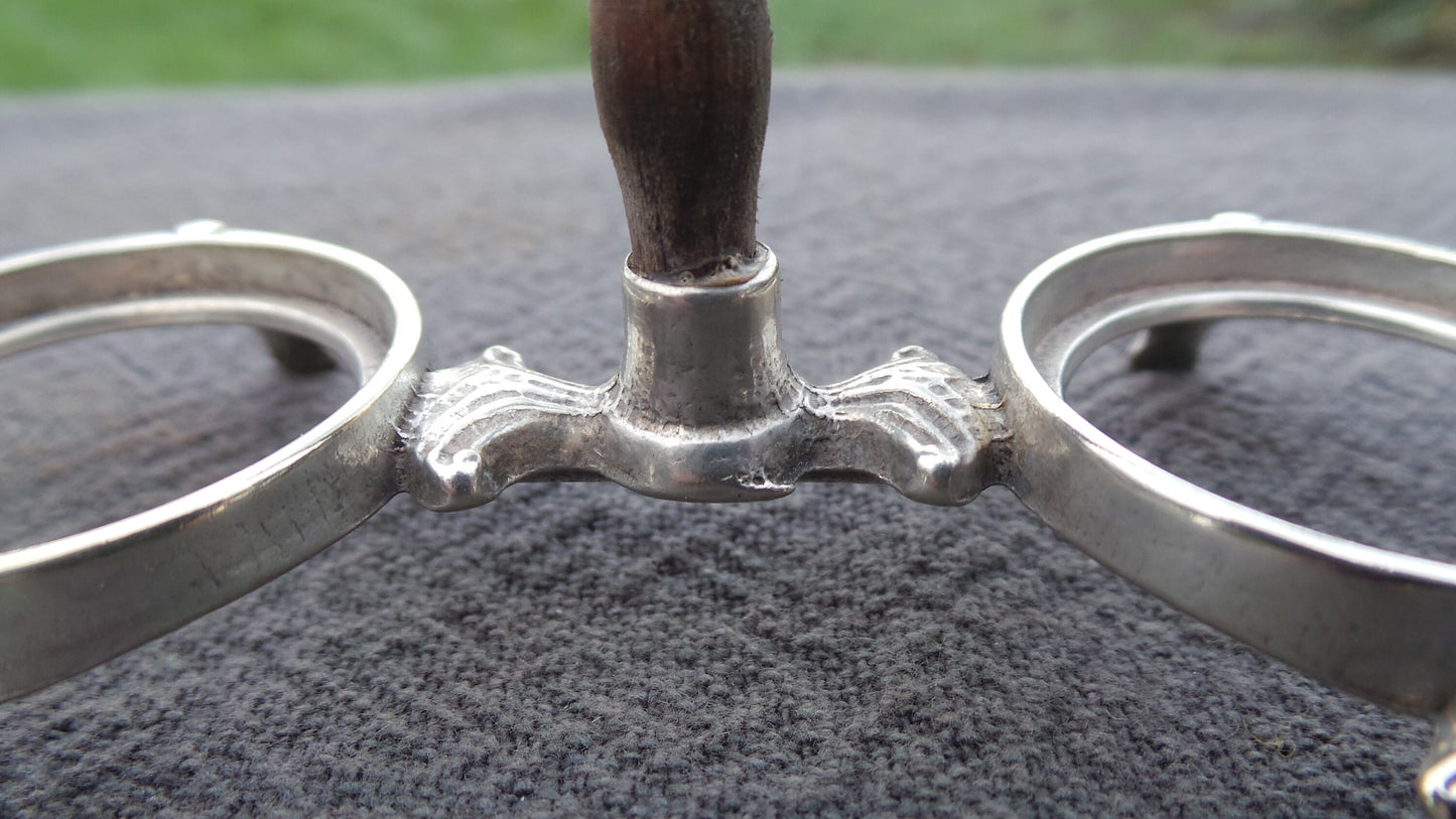 Pair Silver Plate Salt and Pepper Cruet Silver Plate and Wooden Stand Serving Set French Silver Salieres Pepperette