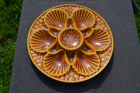 Oyster Plate Longchamps Scollop Huitre Mussel Fish Plate Vintage French Super Condition Seafood Plate Shellfish Plate Oyster Plate