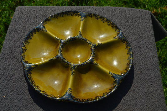 Oyster Plate Huitre Mussel Fish Plate Gien Green and Black Vintage French Super Condition Seafood Plate Shellfish Plate Oyster Plate