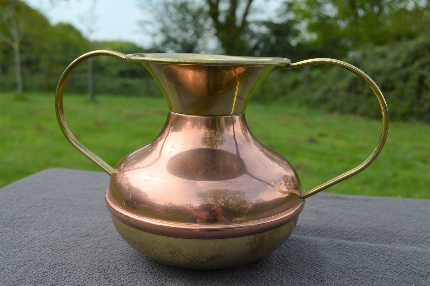 Copper Vase Lecellier Decor Vase Plant Pot Hand Made 1970's Copper Two Handled Copper Home Decor French Copper Design