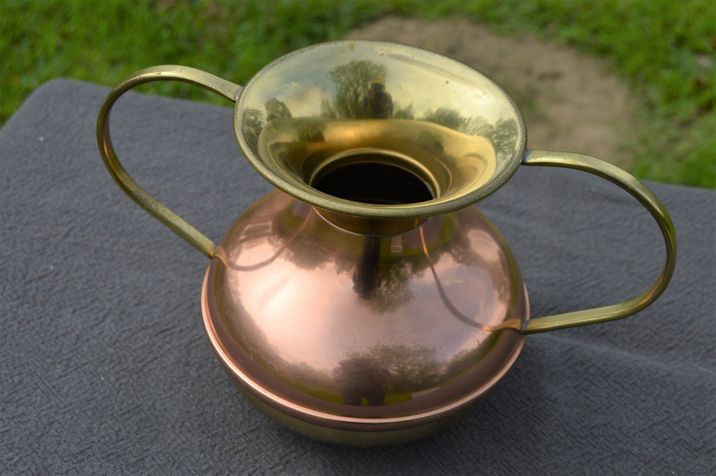 Copper Vase Lecellier Decor Vase Plant Pot Hand Made 1970's Copper Two Handled Copper Home Decor French Copper Design