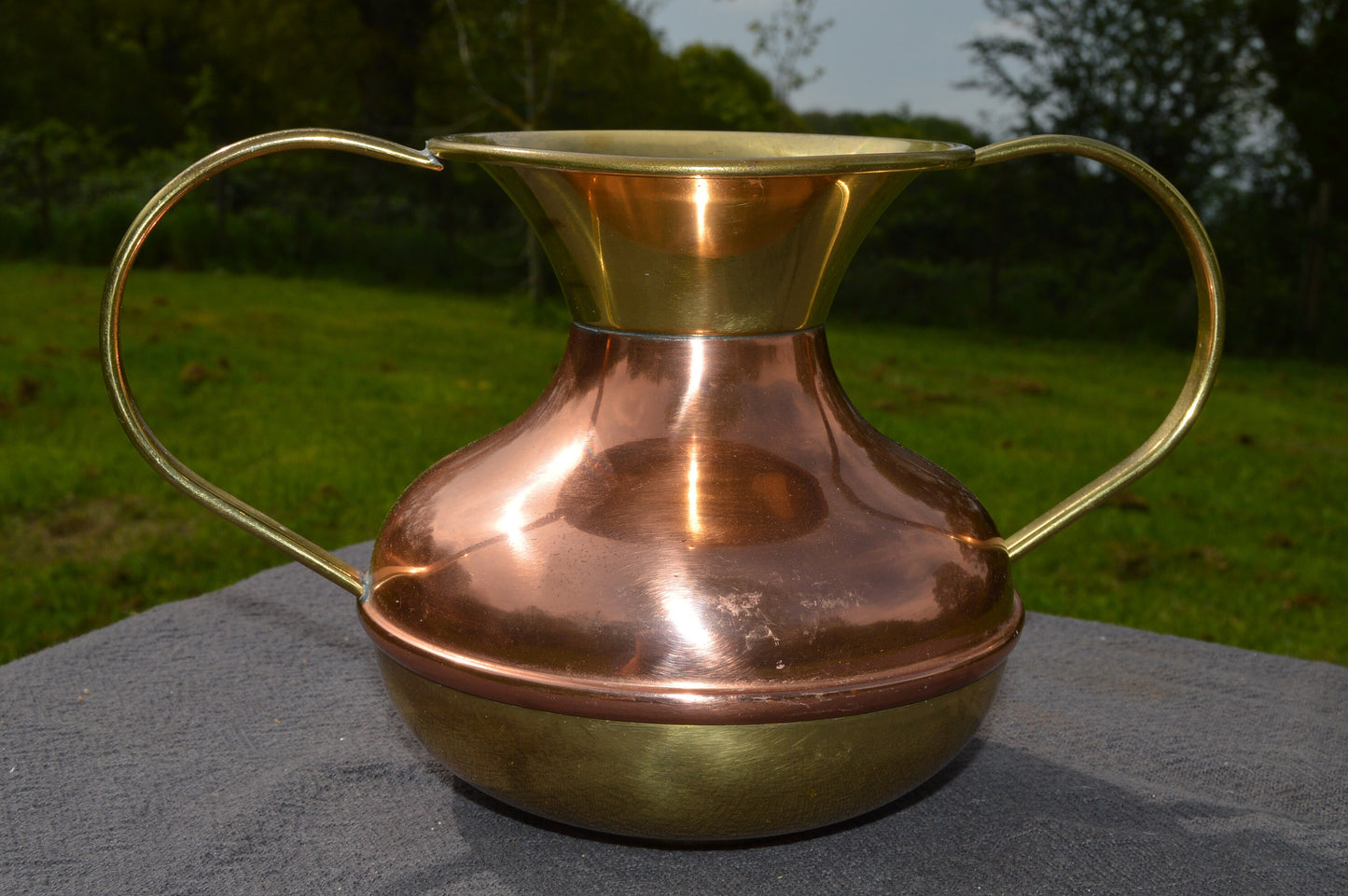 Copper Vase Lecellier Decor Vase Plant Pot Hand Made 1970's Copper Two Handled Copper Home Decor French Copper Design