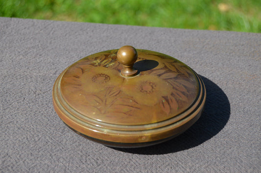 French Antique Metal Inlay Copper/Bronze Jewelery Box with Gold Coloured Interior Bronze Box Metal Fabulous Jewelery Ring Box