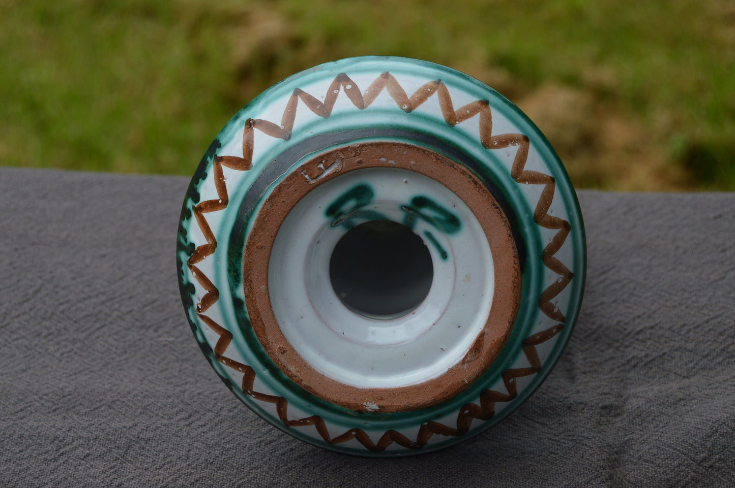 Candle Holder Robert Picault Vallauris Vintage French Modern Art Design Grey Green Ground Fully Signed Antique French Vintage Ceramics