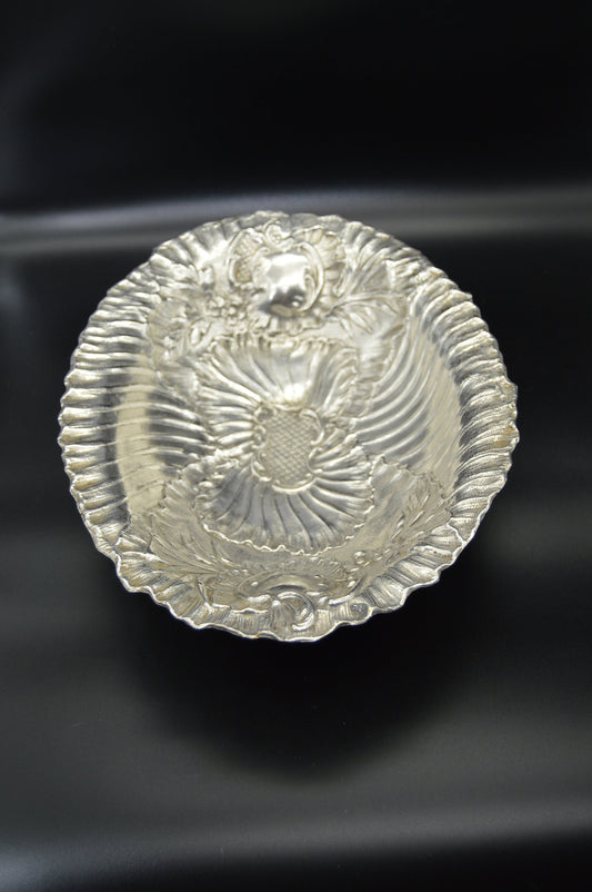 vintage Français Silver Plate Dish Fruit Bowl Beau Art Nouveau Design Super Table Center Piece Français Bowl No Makers Marks