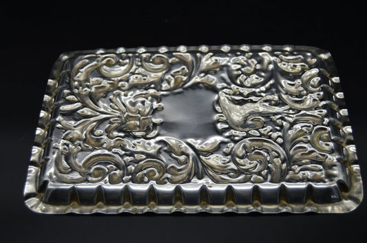 Serving Tray Platter Silver Plate Serving Plate Card Tray French Silver Plated Marked MC Silver Plated Tray Minor Dents