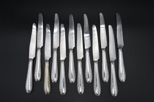Ercuis Argent Plaqué 'Métaille Blanc' Ensemble de 12 Couteaux Véritable Luxe Fabriqué par Ercuis de Paris 12 Douze Super Ensemble de Couteaux Marqué Ercuis Paris