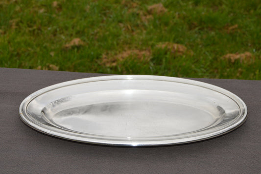 Nautre Serving Tray Platter Silver Plate Serving Plate 41cm Tray French Silver Plated Marked Makers Stamp Silver Plated Tray Dents Scratches