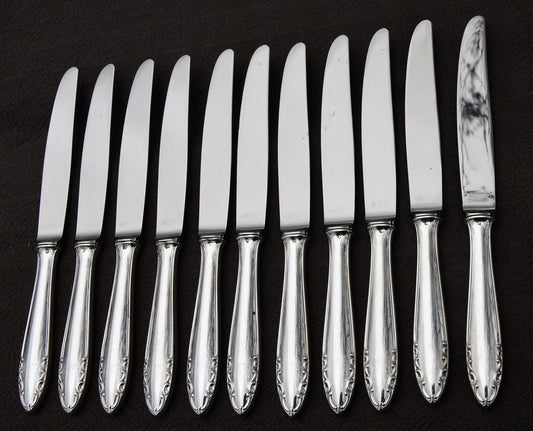 Voglux 11 Couteaux Français Plaqué Argent Marqué VL Voglux Lames En Acier vintage France Couverts Couverts Français Artisan Paris 3