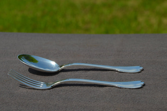 Christofle French Antique Solid Silver Flatware One Fork One Spoon Small 1 Fourchette 1 Cuillère Early Manufacture ?Modified Fully Marked